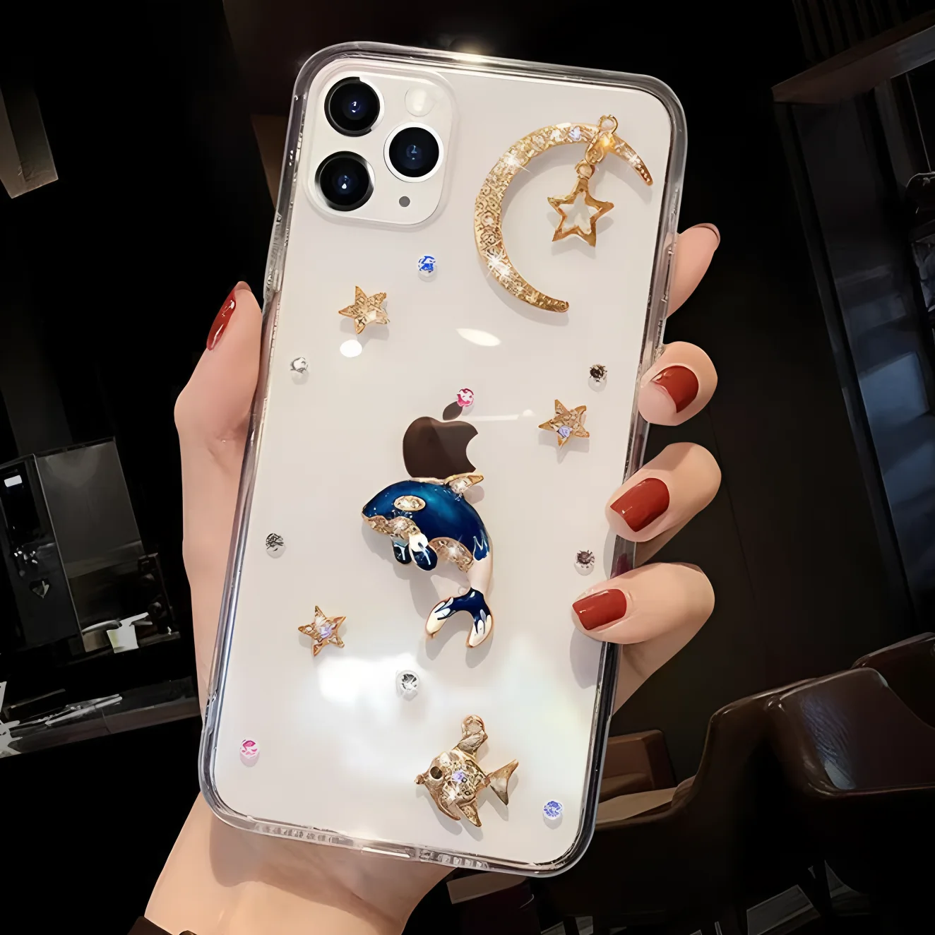 فاخر ثلاثية الأبعاد الحوت بلينغ قضية الهاتف لموتورولا موتو G86 G56 G54 G14 G84 G34 G04 G24 G85 G35 G55 G75 G05 G15 E15 5G غطاء