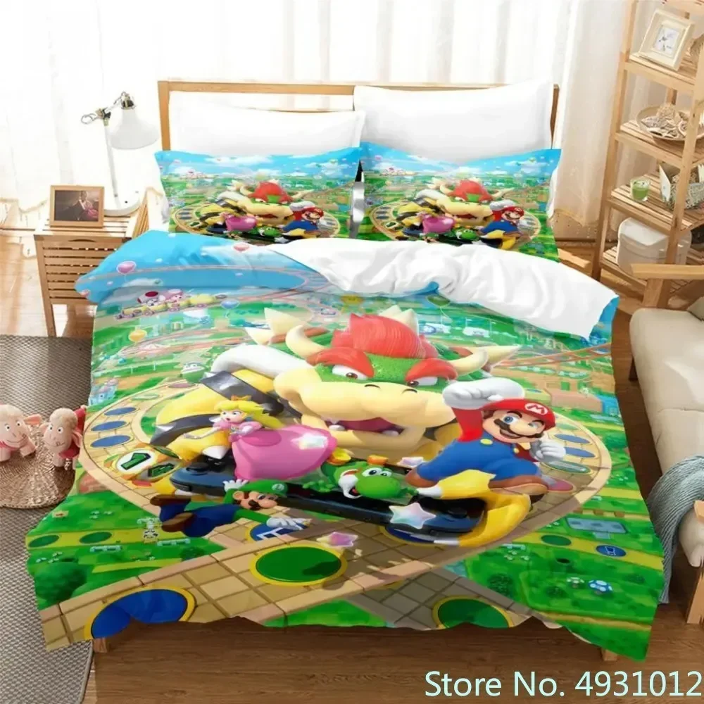 2024 Bedding Set Super Mario Luigi Yoshi Toad Jumpman Anime 3D Duvet Cover for Child Kids Teens Adult Home Textile Quilt Cover