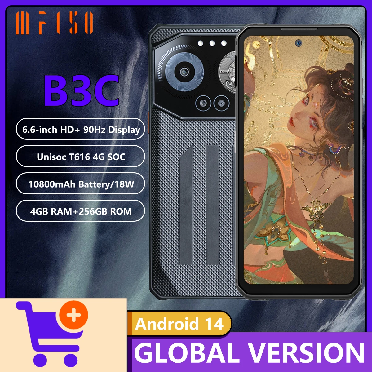 IIIF150 B3C Rugged Phone 10800mAh Battery 50MP+8MP Camera 4GB RAM+256GB ROM Unisoc T616 4G 1.09-inch Rear Screen Smartphone