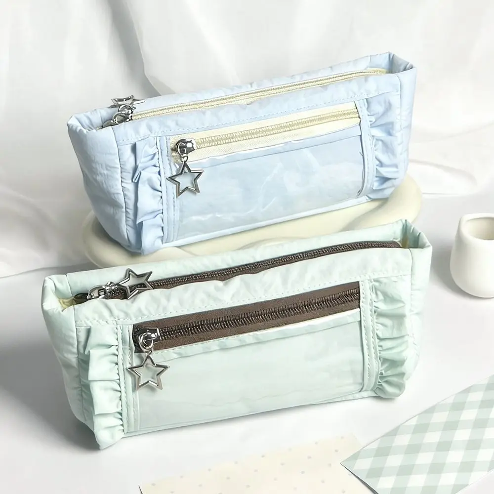 Cute Transparent window Pencil Case Large Capacity Badge Display Pen Bag multi-functional Storage Stationery Storage Pouch DIY