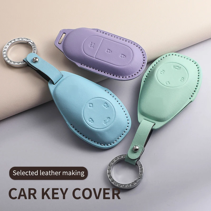 

PU Leather Car Remote Key Fob Case Keychain Cover for Leapmotor T03 C01 S01 C11 2023-2025