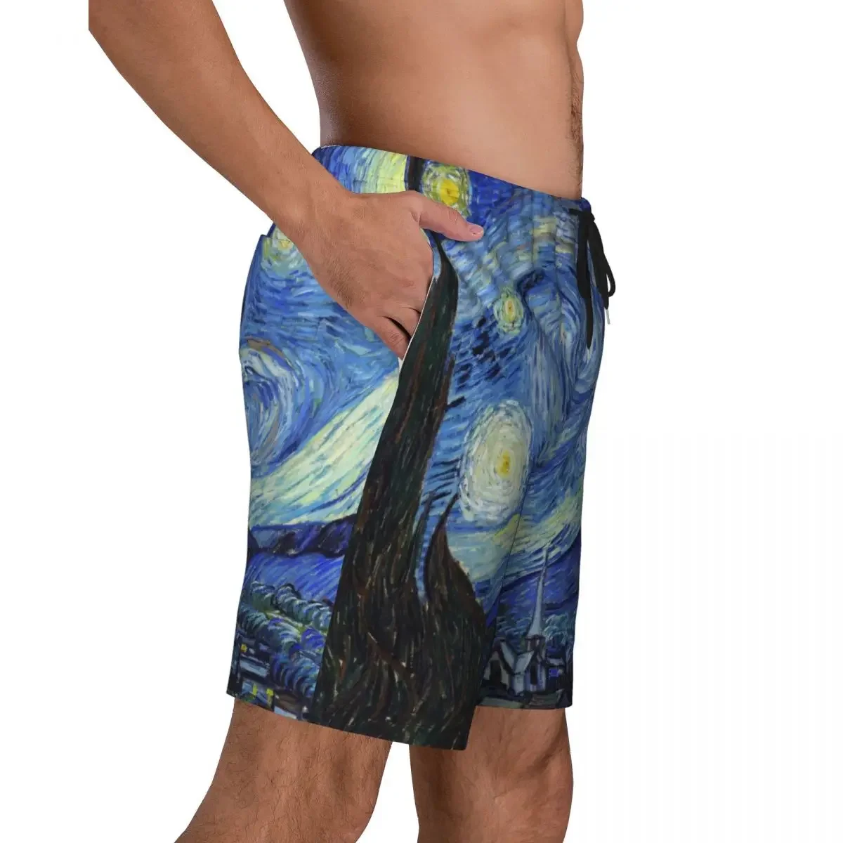 Vincent Van Gogh Starry Night Board Shorts Men Casual Beach Shorts Briefs Art Painting Quick Dry Swim Trunks