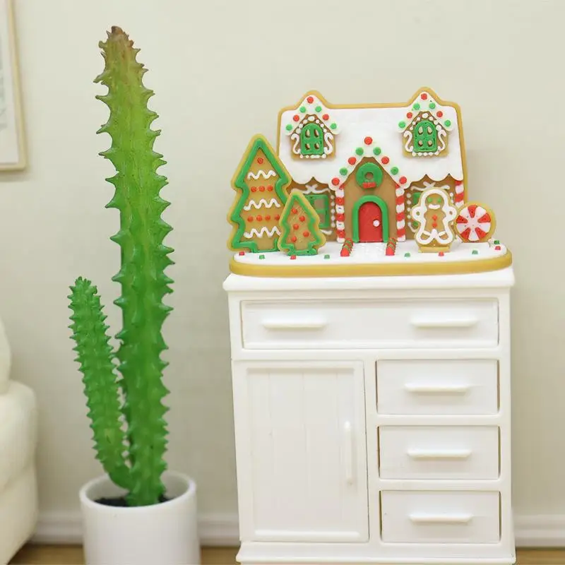 Hot Sale 1Pcs 1:12 Dollhouse Christmas Decor Gingerbread Man Holiday Scene Decoration Micro Landscape Ornaments Xmas Gifts
