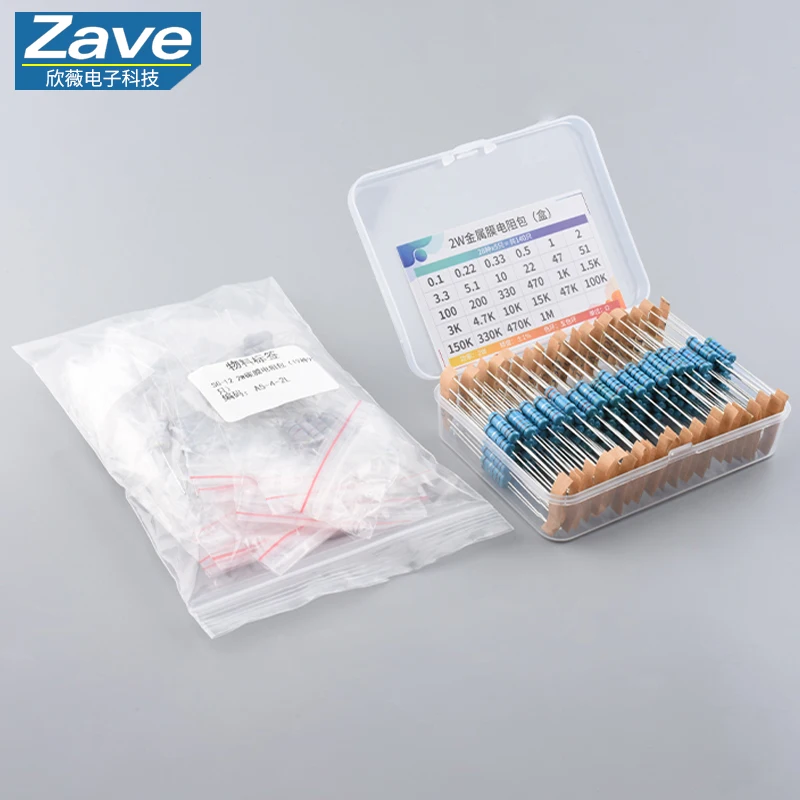 

1% набор резисторов, сопротивление, 2 Вт, комплект металлопленочных резисторов, 10 Ом ~ 1 м, 30 значений, комплект электронных компонентов