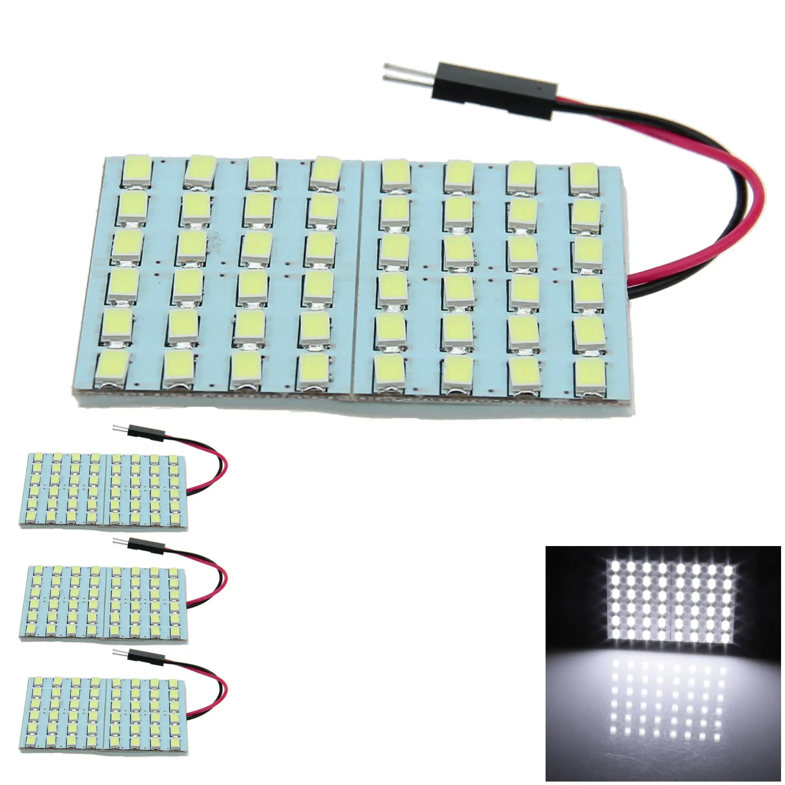 4x White AUTO Panel Footwell Lamp Map Light 48 Emitters 5630 SMD LED T10 festoon J208-W