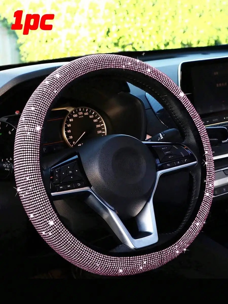 Rhinestone Car Steering Wheel Cover For Women Auto Accessories