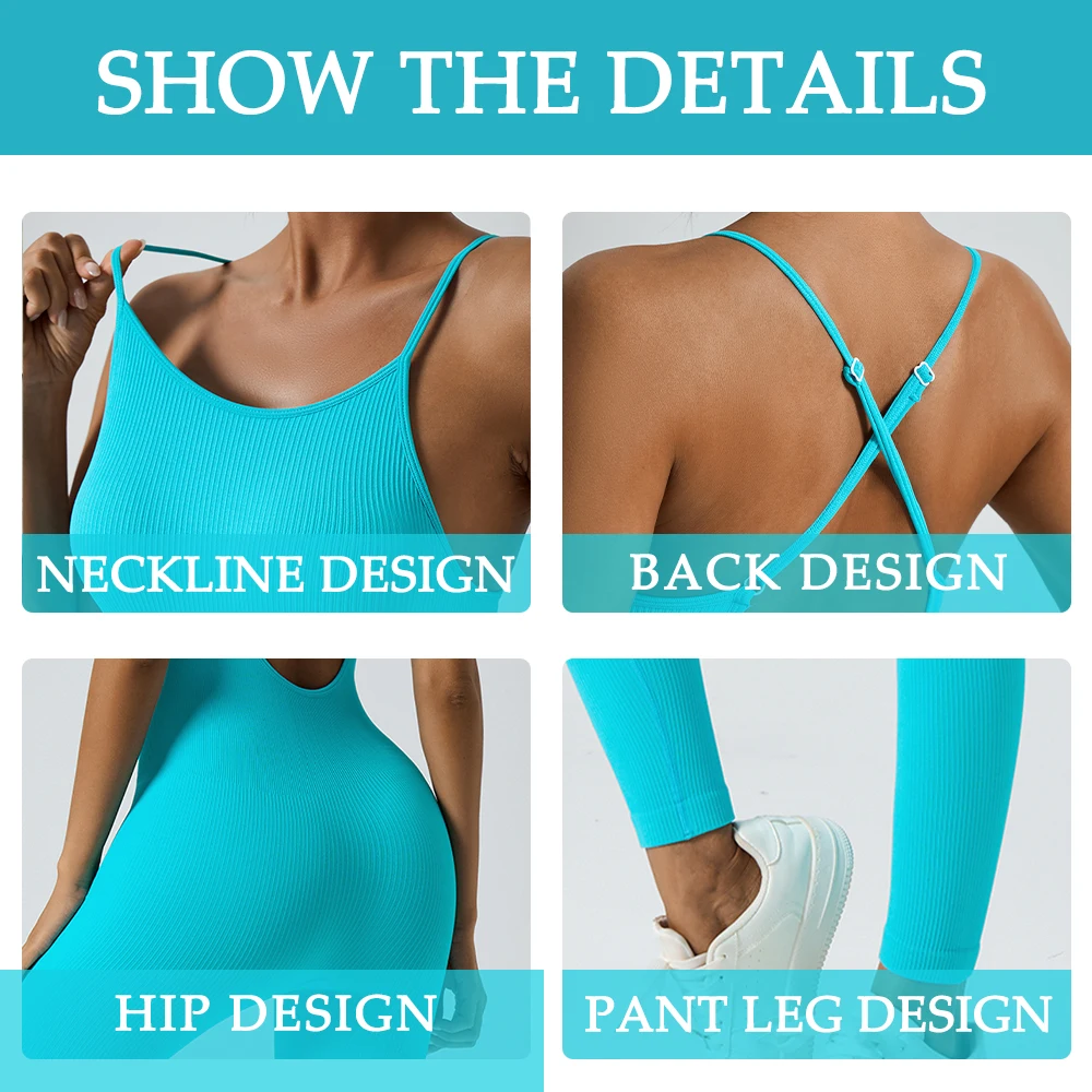 One Piece Yoga Suit Women Backless Cross Seamless Gym Jumpsuit Adjustable Thin Strap Sports Workout Breathable sexy Jumpsuit