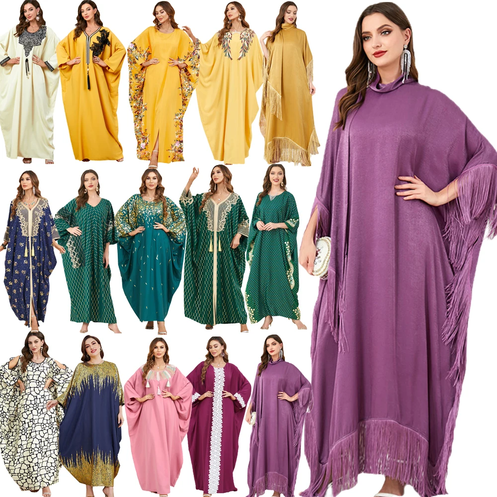 

Ramadan Abayas for 2024 Muslim Women Casual Bat Sleeve Maxi Dress Turkey Arab Robe Dubai Islam Kimono Jalaiya Caftan Party Gowns