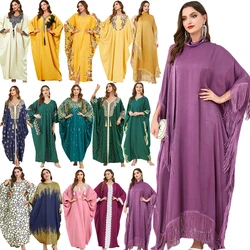 Ramadan Abayas for 2024 Muslim Women Casual Bat Sleeve Maxi Dress Turkey Arab Robe Dubai Islam Kimono Jalaiya Caftan Party Gowns