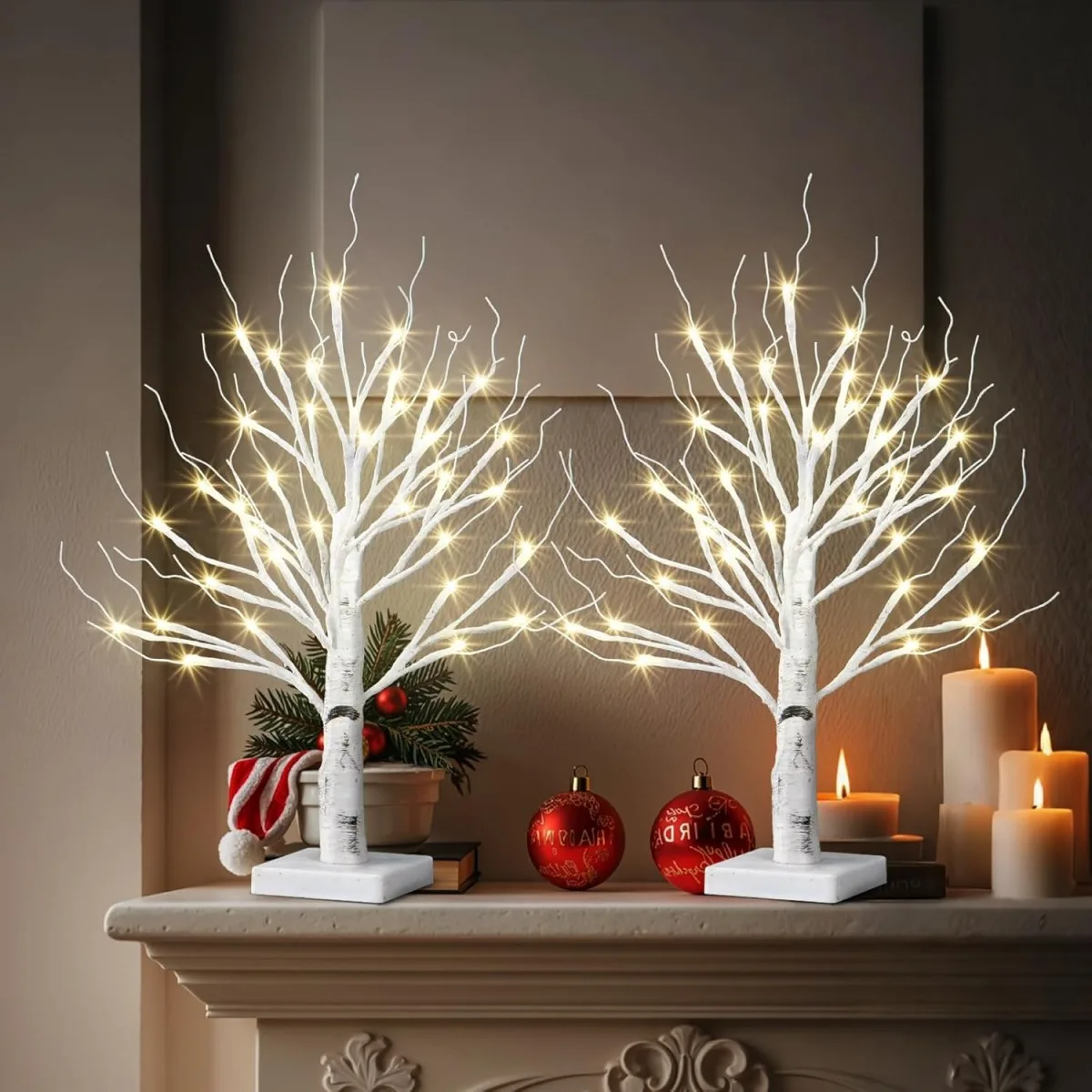 1pc 36LED White Birch Tree Artificial Branch Table Light with Adjustable Powered by 3AA or USB For Home Bedroom Festival Decor