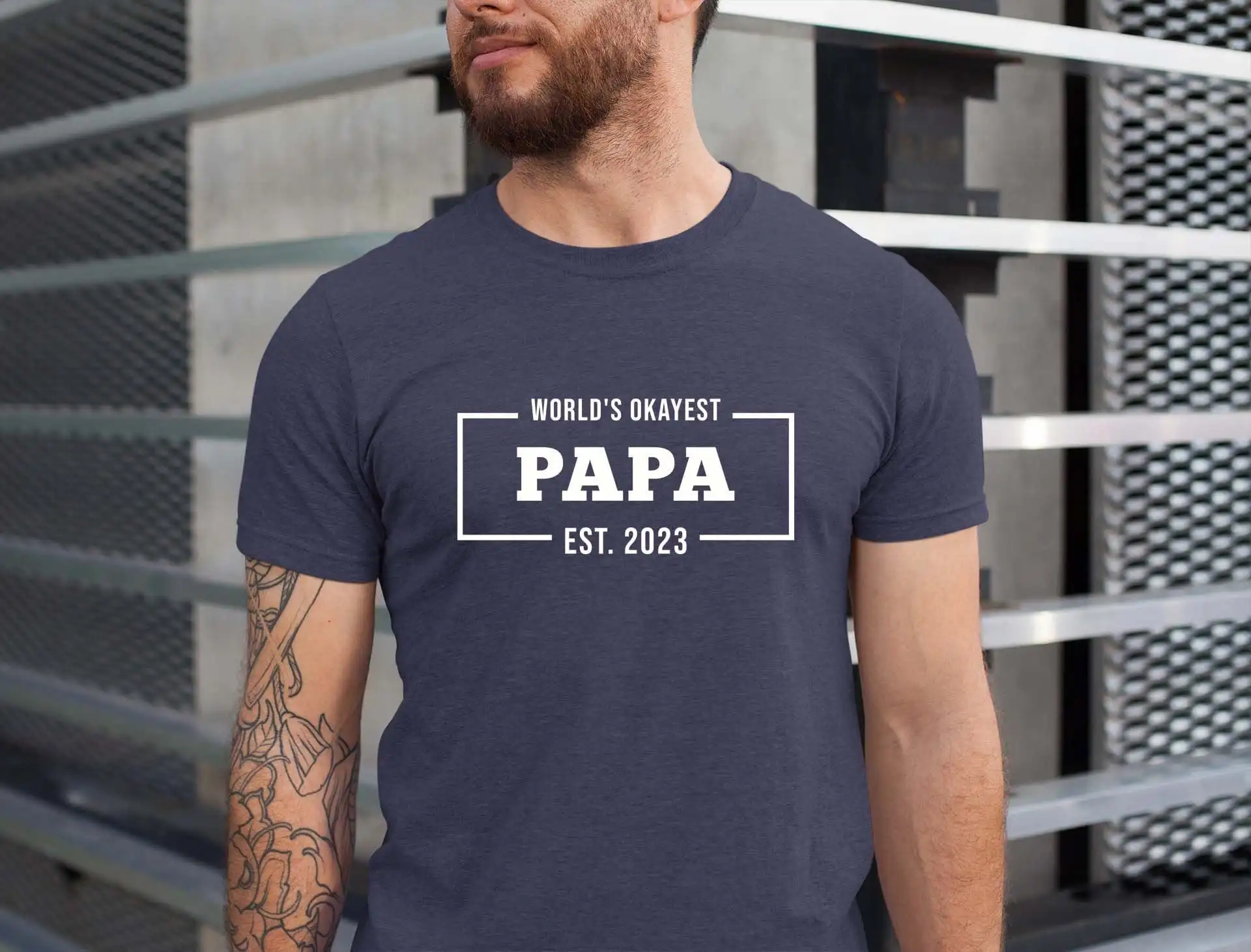 World'S Okayest Papa T Shirt For Best Dad Ever New Him Father'S Day Born Daddy Expecting