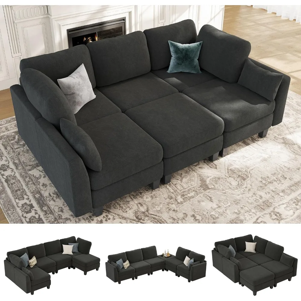 

Sleeper Sofa, 6 Seaters Modular Sleeper Sofa Couch, Comfy Sectionals Couches Bed, Convertible Sofas with Ottomans