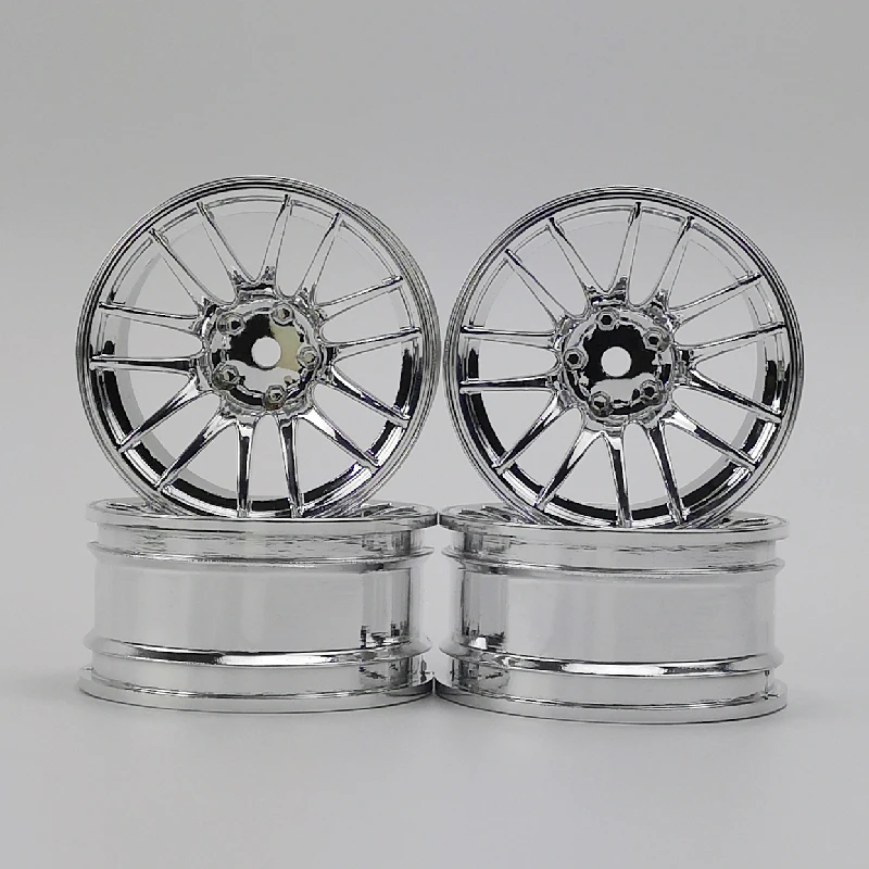 Velg mobil balap, 4 buah 3/6/9mm Offset RC mobil skala 1/10 plastik velg mobil Drift On Road Touring Model hobi balap