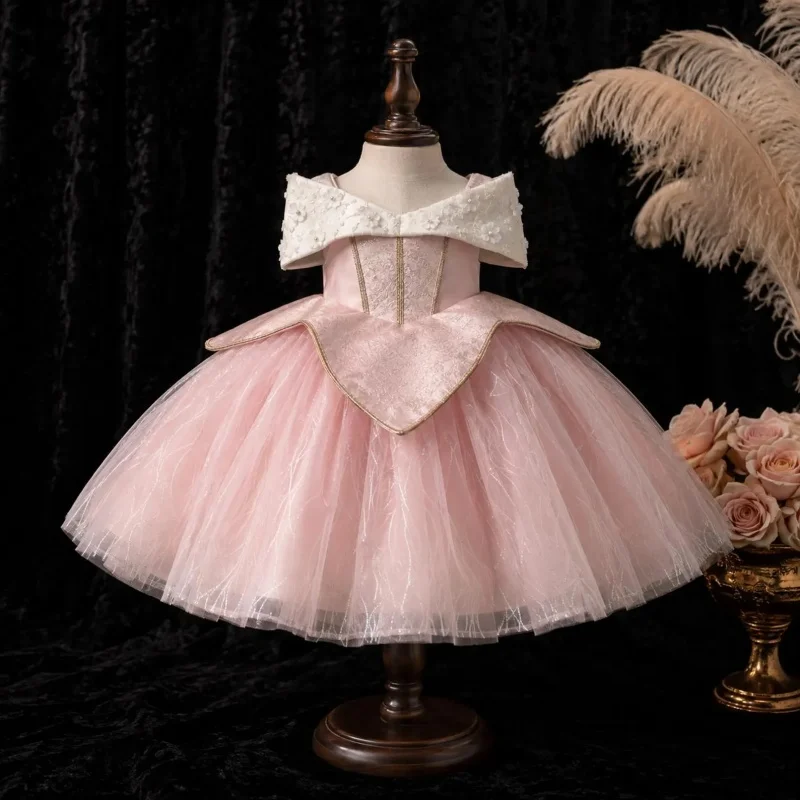 robe-de-demoiselle-d'honneur-personnalisee-pour-mariage-rose-epaules-denudees-corset-orne-de-perles-robe-courte-de-concours-pour-filles-robe-de-princesse-en-tulle-pour-enfant