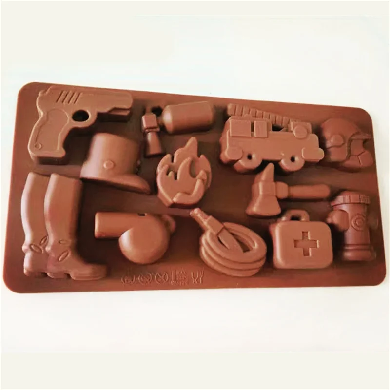 Fire Fighting Equipment Safety Whistles Chocolate Silicone Mold Cake Fondant Sugarcraft Resin Clay Mold DIY Cake Decoration Tool