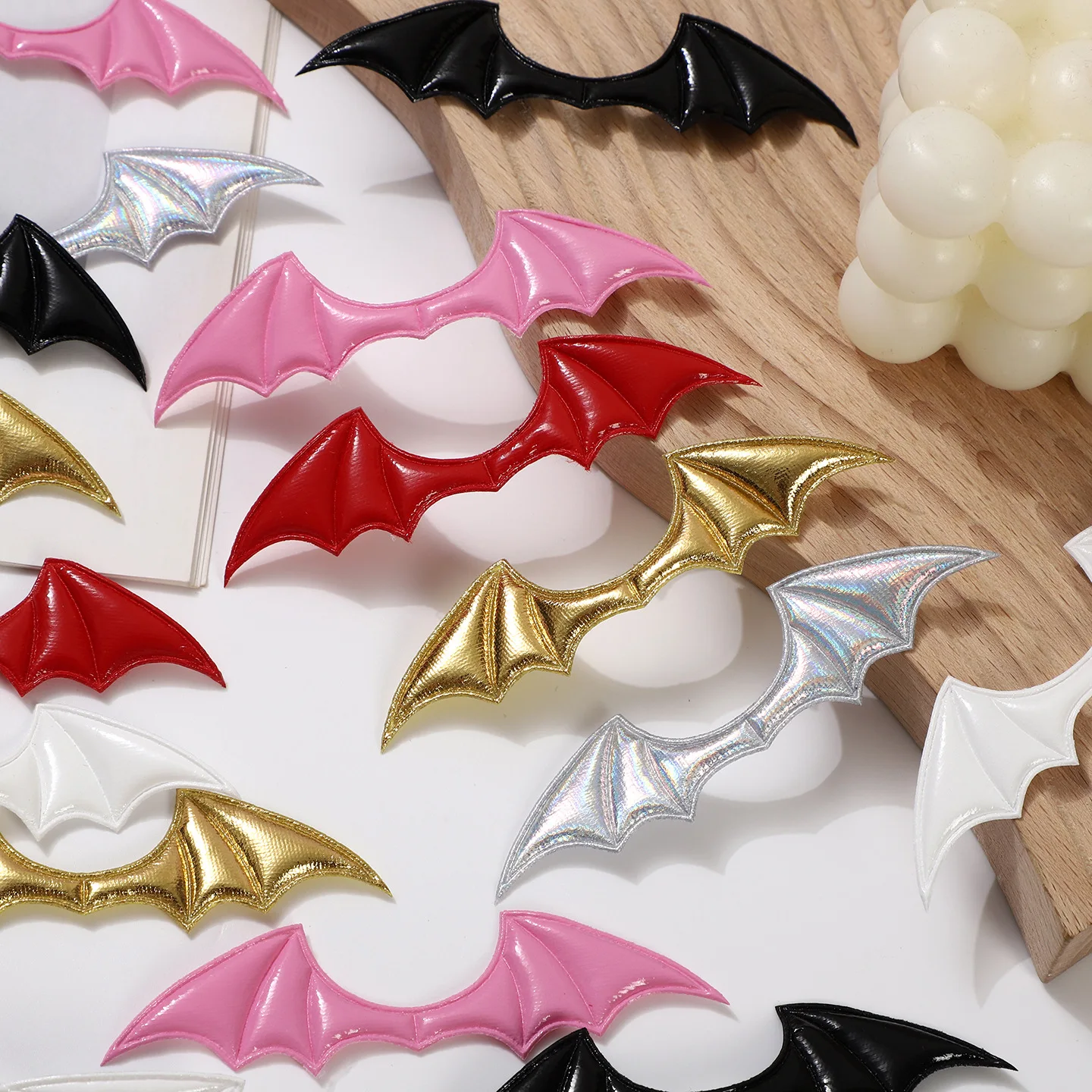 50 Stück/Los 10*2,5CM Dämonische Fledermausflügel Gepolsterte Applikationen für DIY Halloween-Kostüm Vampir-Haarspangen-Dekoration Patch – Detail 11