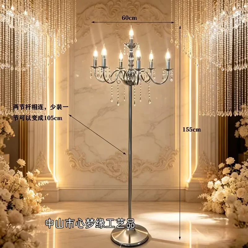 Creative Wrought Iron T Table Wedding Props Stage Decor Electroplated Multi Head Crystal European Ornaments Street Guide