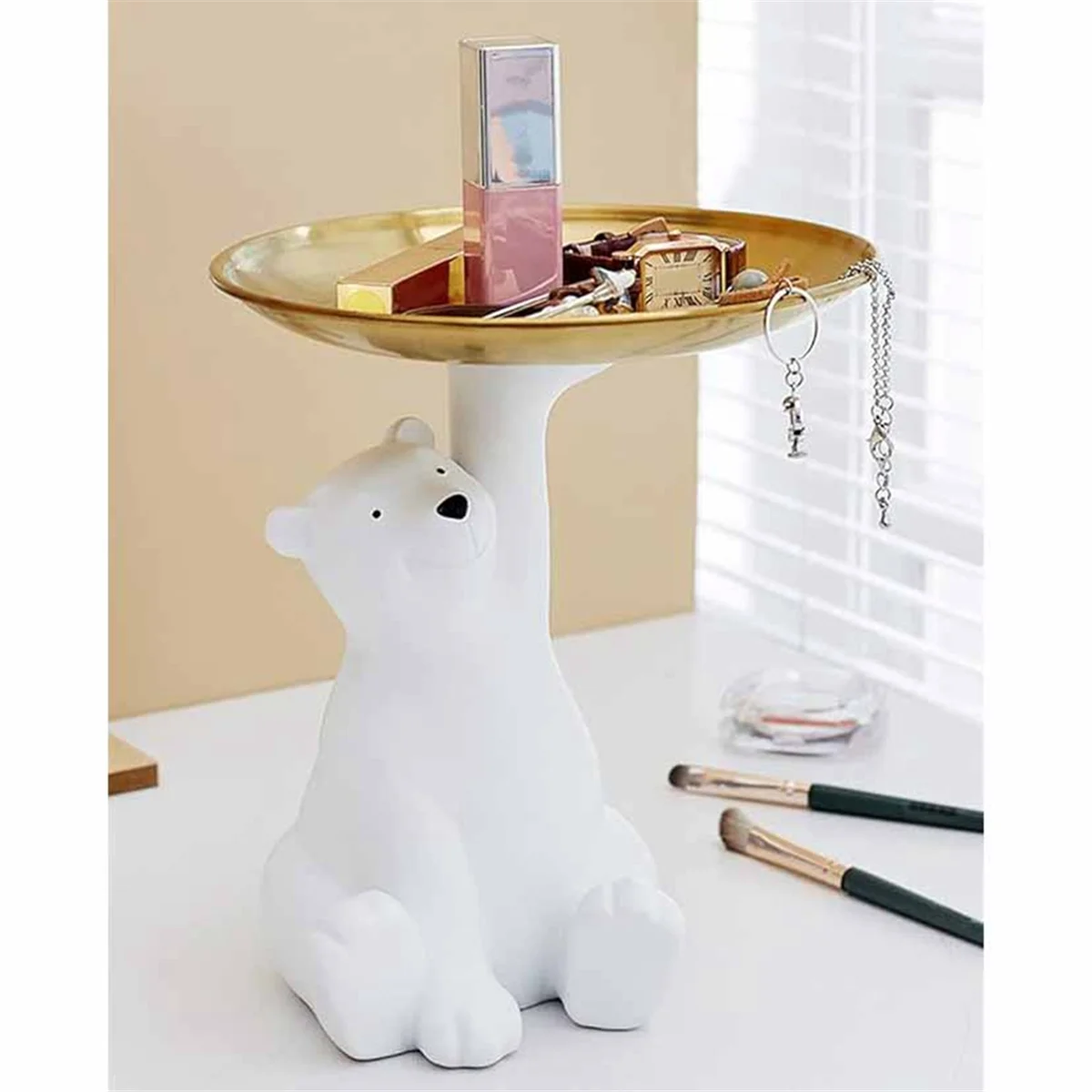 Bandeja de llaves para mesa de entrada, bandeja de joyería, bandeja de almacenamiento de cosméticos, bandeja de almacenamiento decorativa multiusos