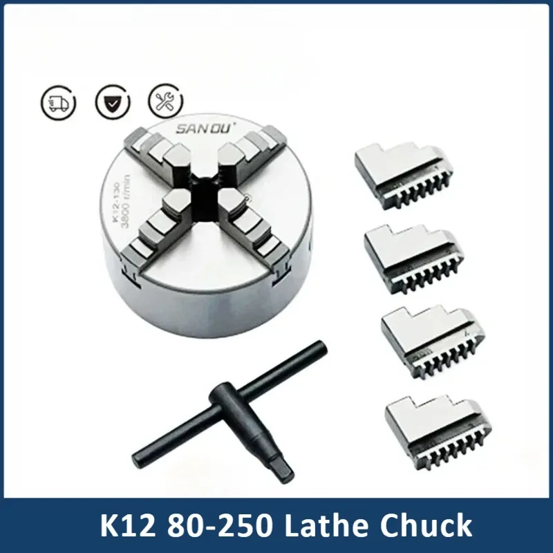 

K12 80 100 125 160 200 250 130 Lathe Chuck 100mm Sanou Four Jaw Self-centering Chuck 4'' Scroll Chuck For Small L