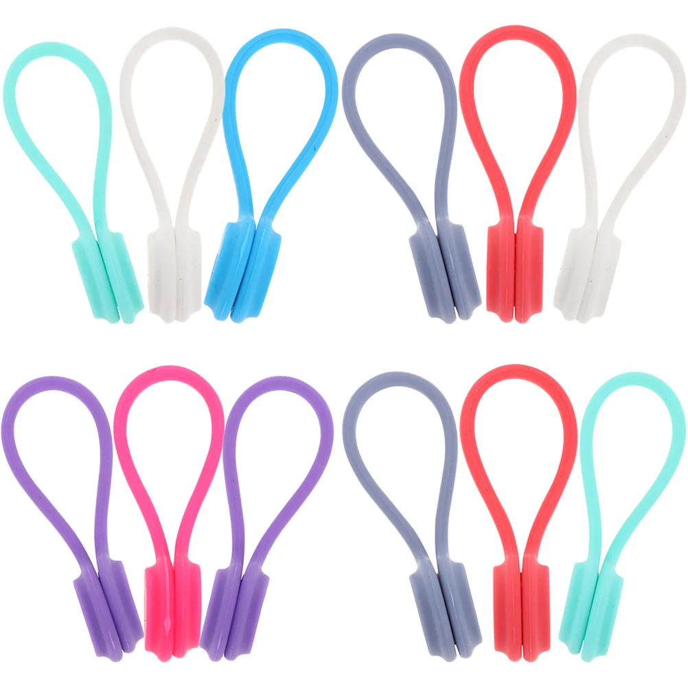 12Pcs Silicone Cable Ties Cord Colored Cable Organizers Magnetic Cord Keepers Home Cable Holders magnetic cable winders