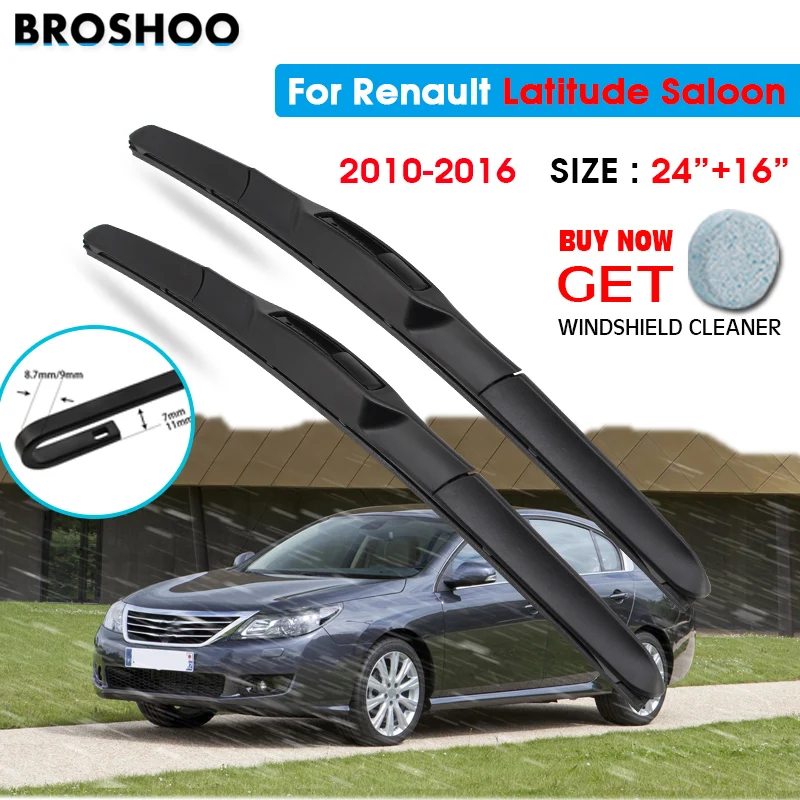 

Car Wiper Blade For Renault Latitude Saloon 24"+16"2010-2016Auto Windscreen Windshield Wipers Blades Window Wash Fit U Hook Arms