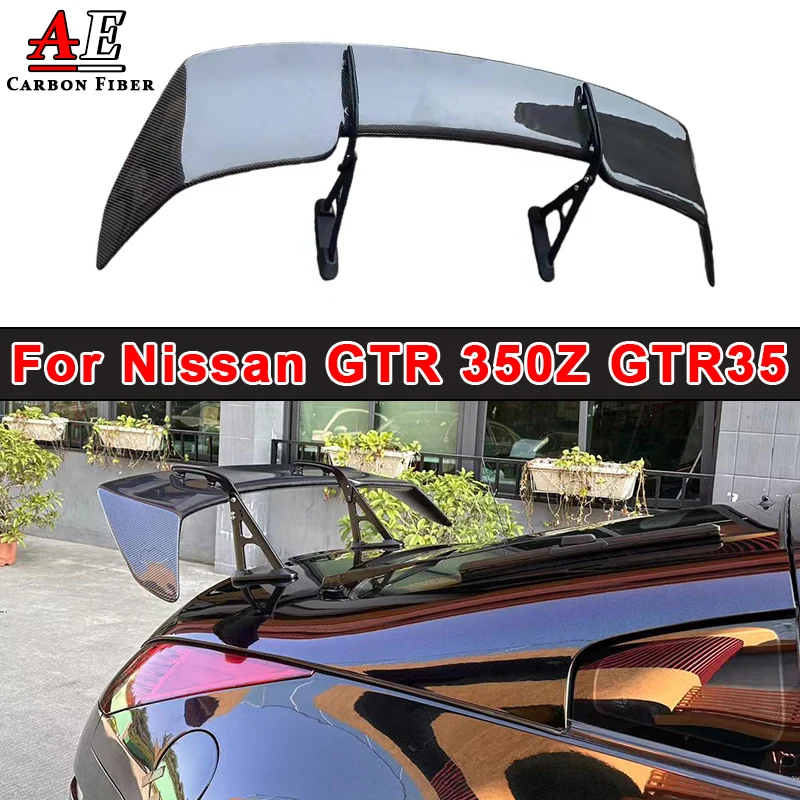 For Nissan GTR 350Z GTR35 Carbon Fiber Rear Trunk Lip Spoiler STI Style Trunk Lip Boot Cover Rear Wing Splitter Body Kit