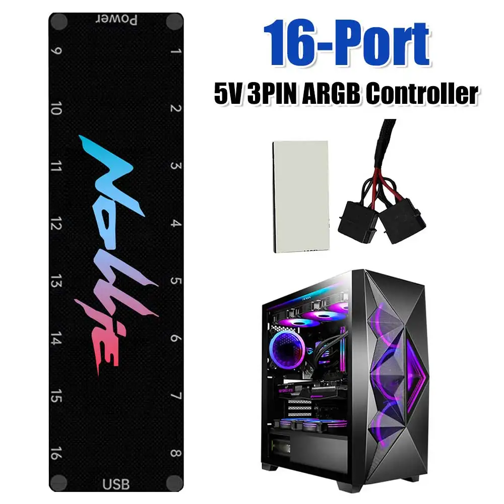 

5 В 3-контактный адресный разветвитель ARGB с поддержкой SignalRGB OpenRGB ARGB контроллер вентилятора 8/16-контактный для расширенного интерфейса материнской платы