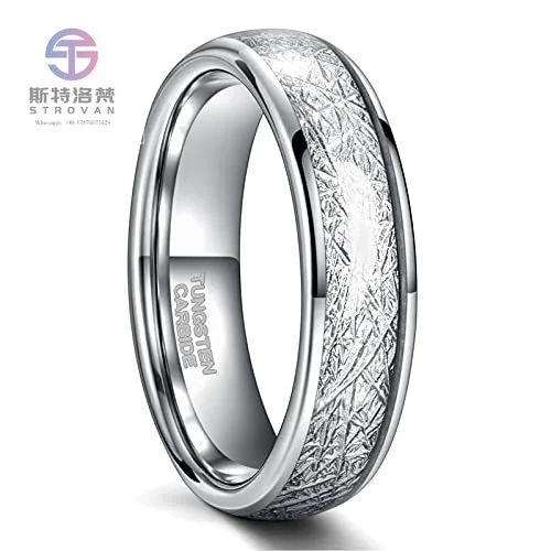 

New Fog Pattern Meteorite Silk Series Tungsten Gold Sphere Wide Surface 4/6/8mm Unisex Silver Tungsten Ring