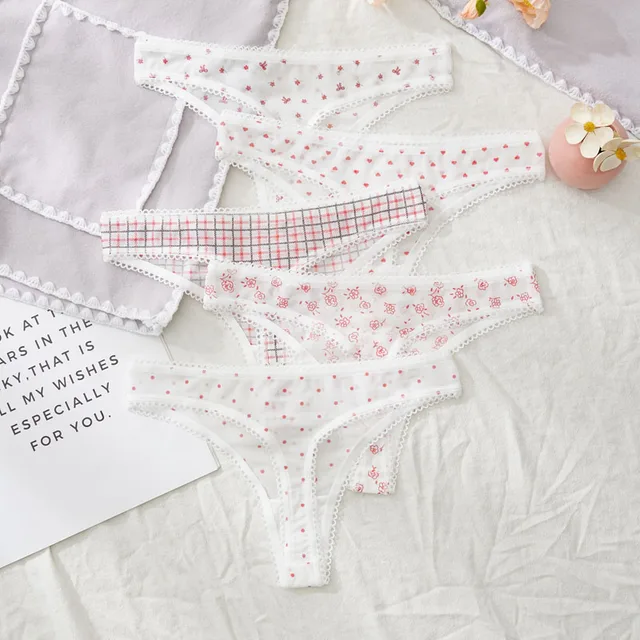 3pcs Fashion Cute Print Panties For Women Thongs Spring Summer Soft Lingeries Sexy Hot Bow Women'S Thong 2