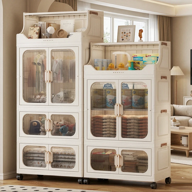 Foldable Multi-Layer Baby Wardrobe Simple No-Assembly Storage Cabinet for Home Easy-to-Use Child Clothes Organizer