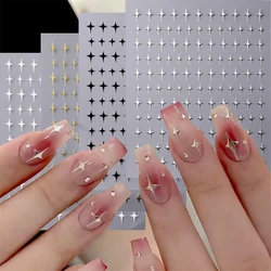 1Pcs 3D Black/Gold/Silver Star Nails Stickers Korean Y2K Metallic Glossychic Cross Starlight Nail Decals For Girls DIY Manicure#