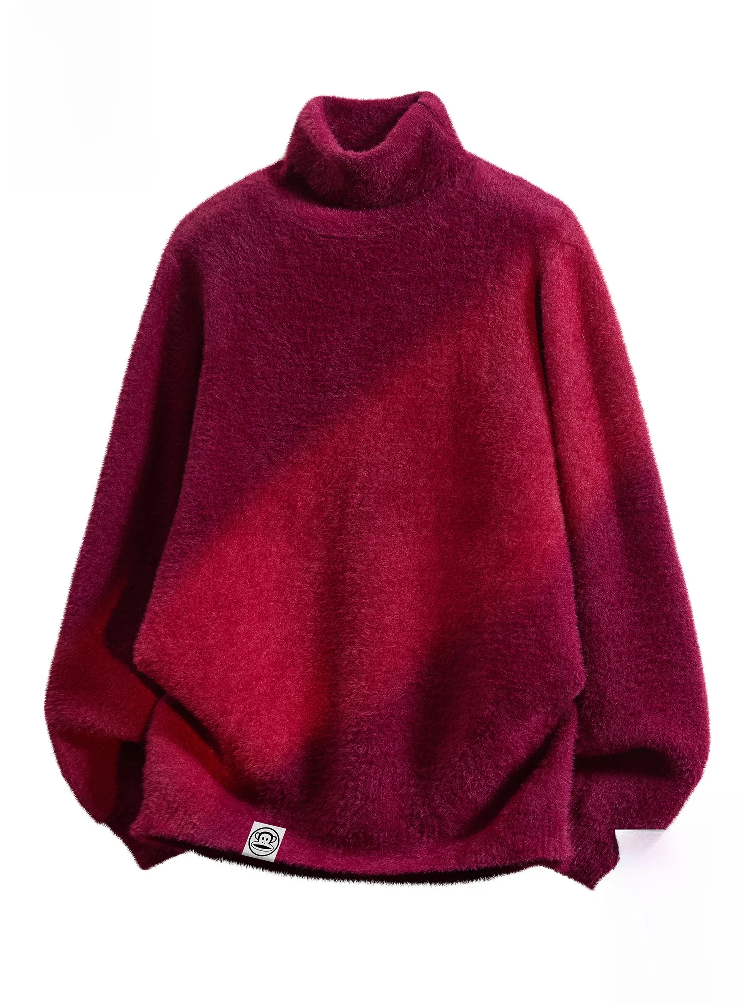 

PaulFrank Men's High Collar Knitted Sweater Casual Loose Fit Spring Faionable Urban Sle Pure Color Warm Nylon Fabric