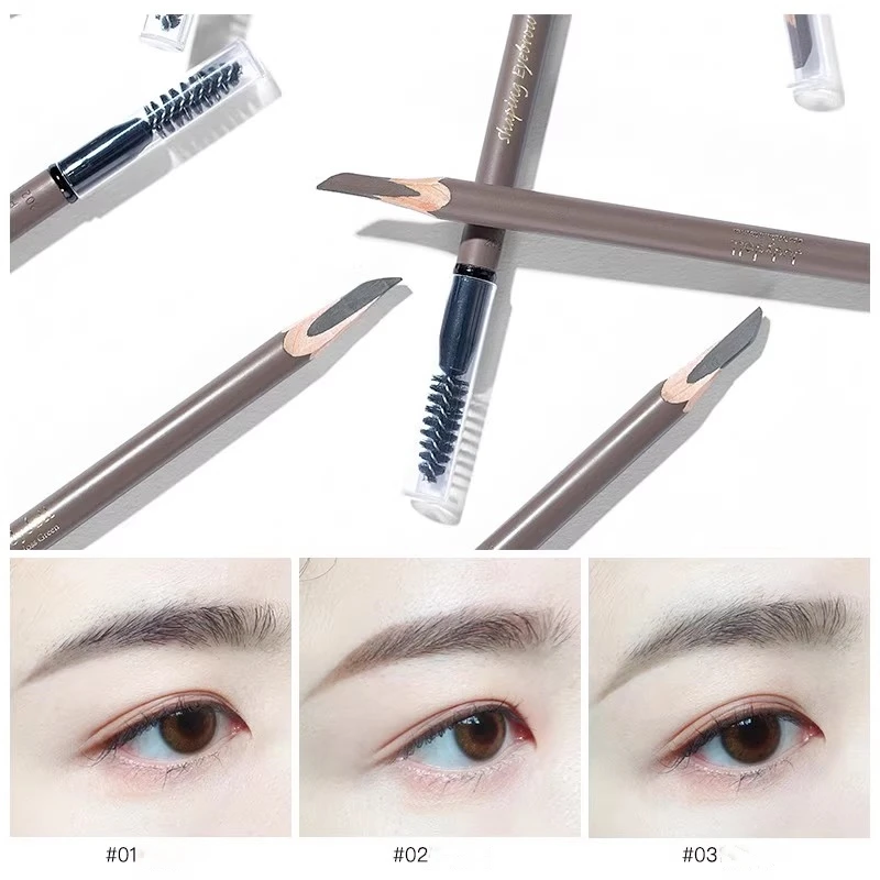 JUDYDOLL Dual-ended Chopper Shape Eyebrow Pencil With Brush Waterproof Colorfast Natural And Long-lasting Cosmetics