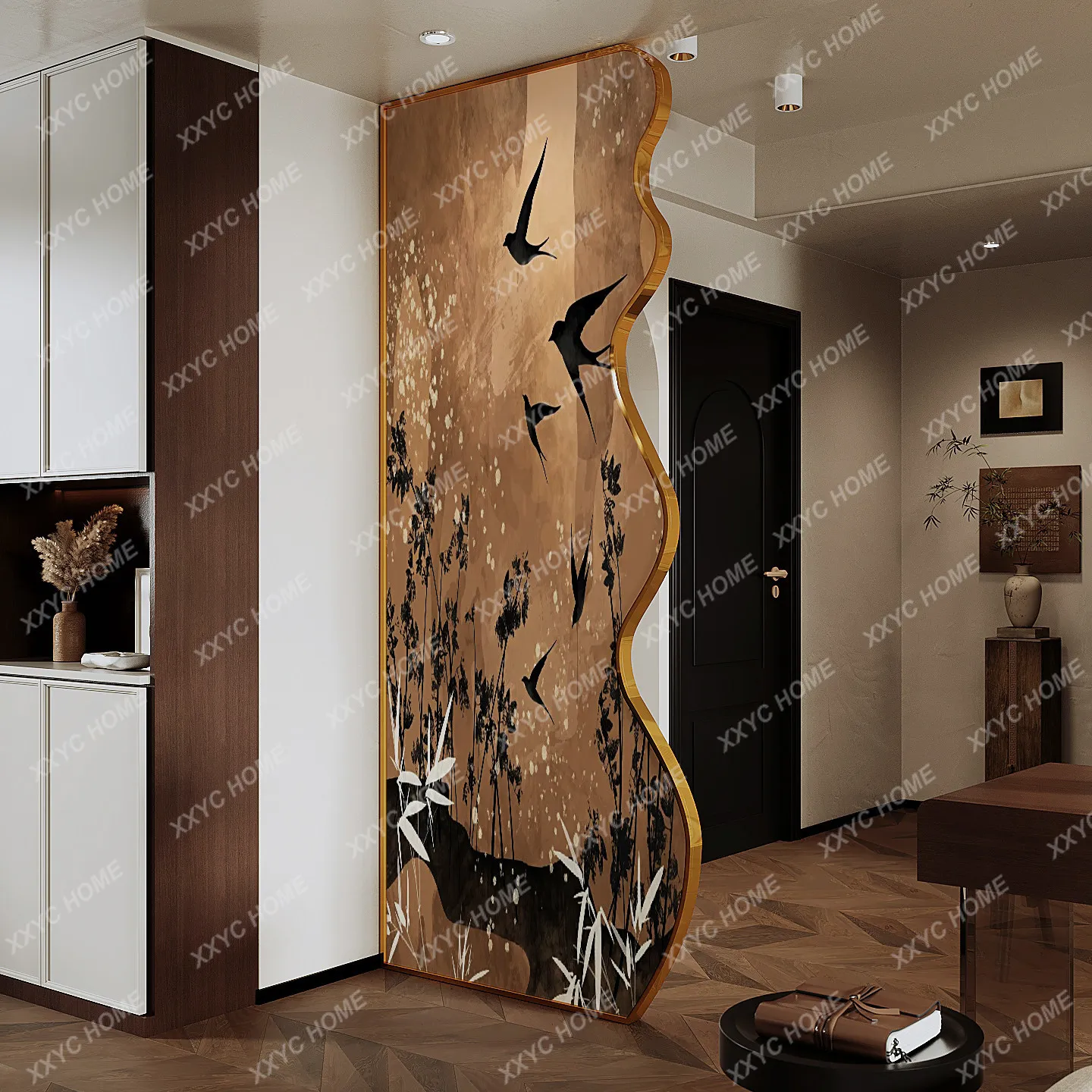 TT Medieval style home to top screen partition wall living room entrance bedroom shielding decorative stainless steel fixed seat