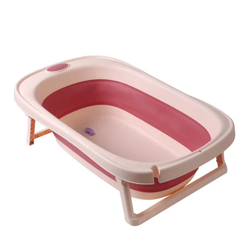 Real-Time Temperature Display Baby Bathtub, Non-Slip Foldable Travel Bathtub, Silicone Kids Tub for Shower at or Bathroom