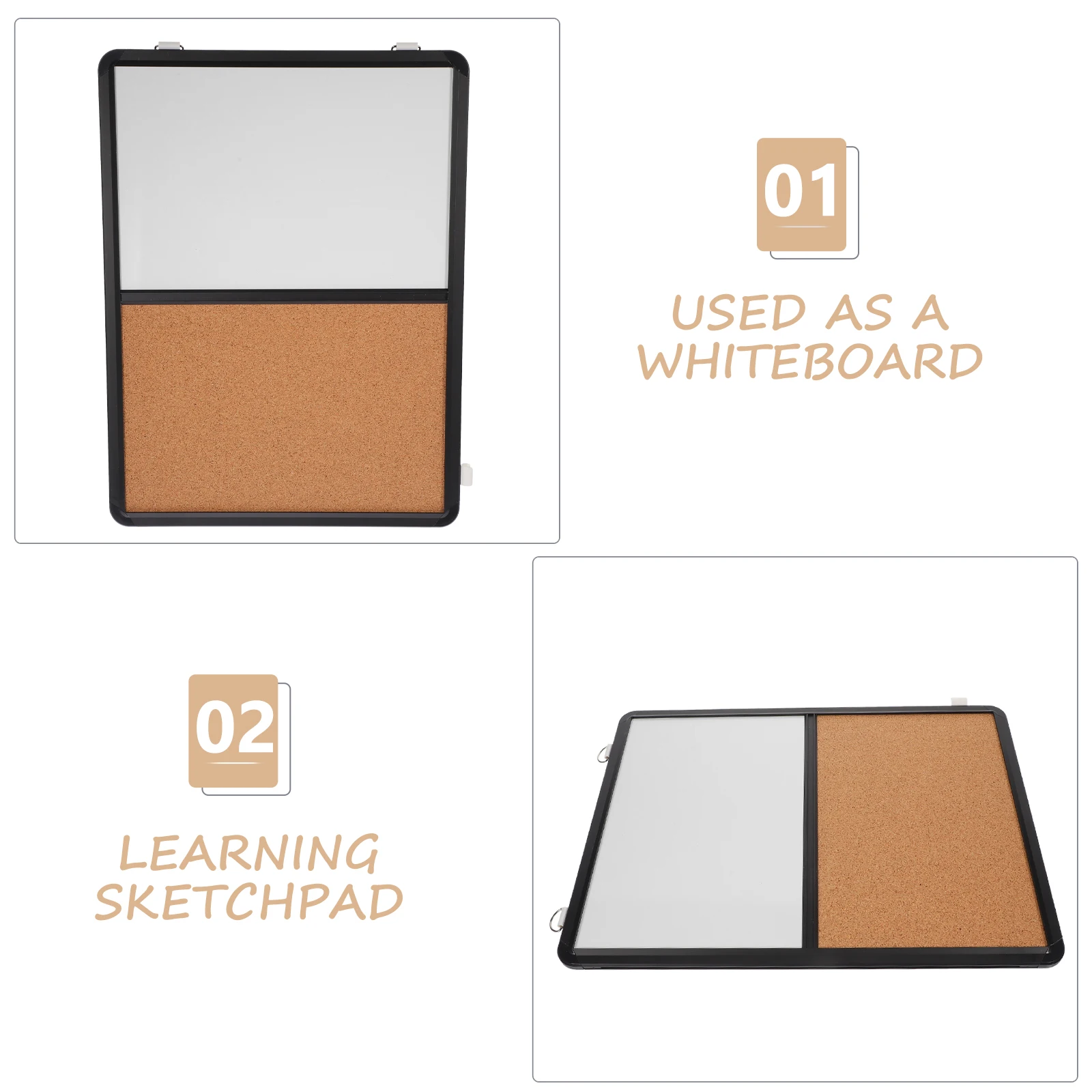 

1pc Soft Cork 30x40cm Wall Mount Black Frame Dual Function Office Cork Boards For Desk Study Memo Board Bulletin Set