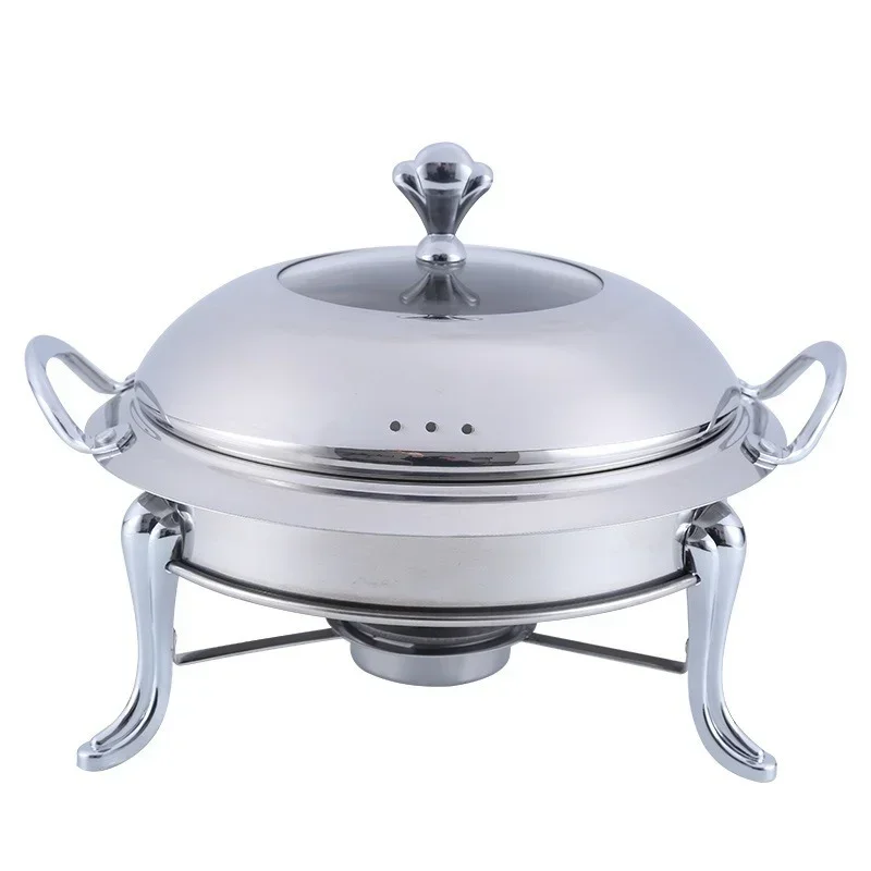 stainless steel hotpot set mini hotpot pot holder tempered glass lid  gold silver Chafing Dish Buffet pan Food Tray Warmer