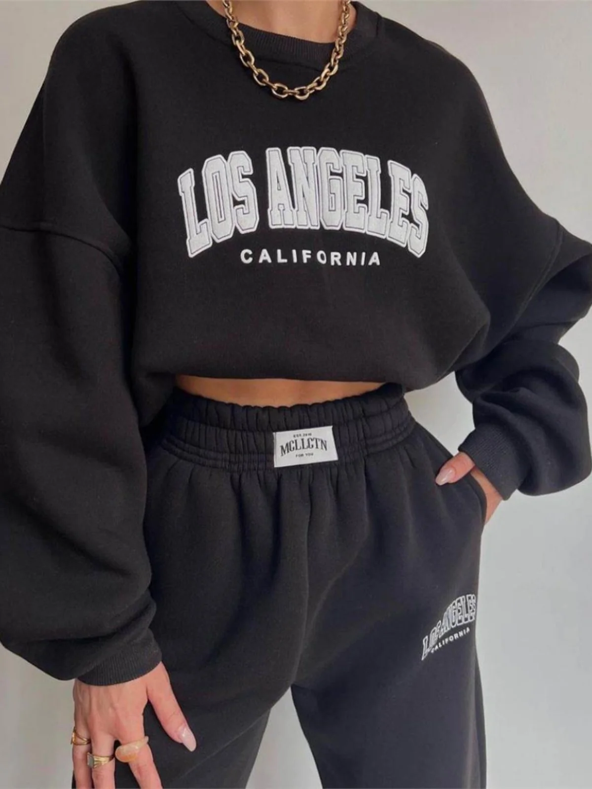 Setelan Sweater Kasual Wanita, Celana Panjang, Hoodie, Ensemble, Koleksi Musim Gugur yang Modis, Bahan 9%-95%