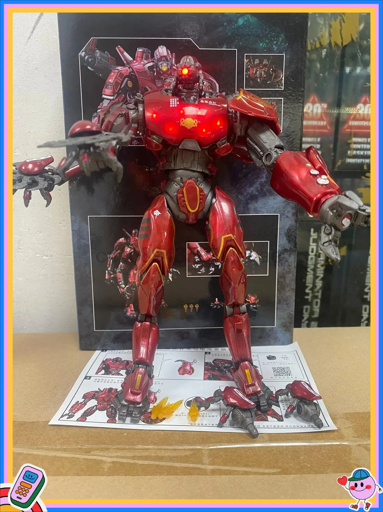 Pacific Rim Figure Red Tramp Crimson Typhoon China Mecha Jaeger With LED Action Collectible Model Assemble Toys Gift