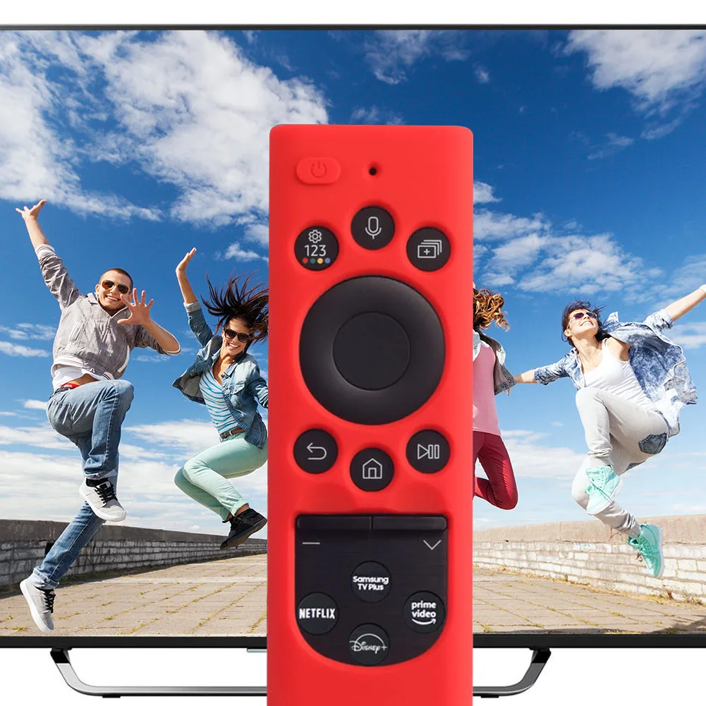 Silicone Remote Control Case Shockproof Solar Cell Remote Control Skin Sleeve with Lanyard for Samsung BN59-01357A/01327A/01390A