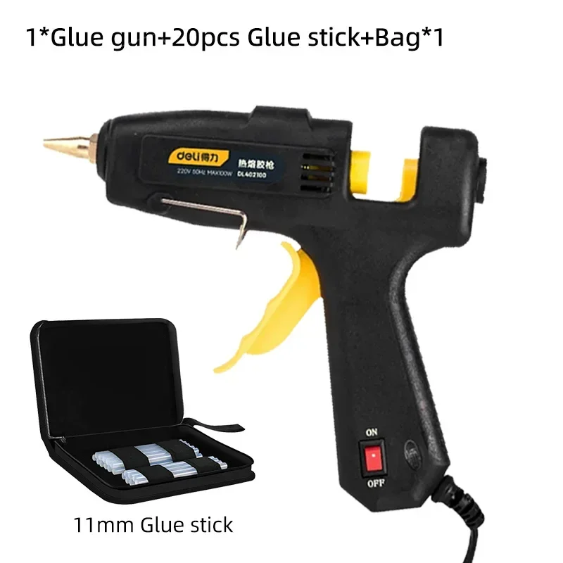 Deli 80W/100W Hot Melt Glue Gun Set With Glue Stick Industrial Glue Guns Thermo Electric Heat Temperature Repair Tool