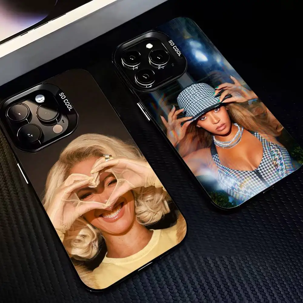 

Singer B-Beyonce Phone Case For iPhone17,16,15,14,13,12,11,Pro,MAX Gray Matte Silicone Black Cover