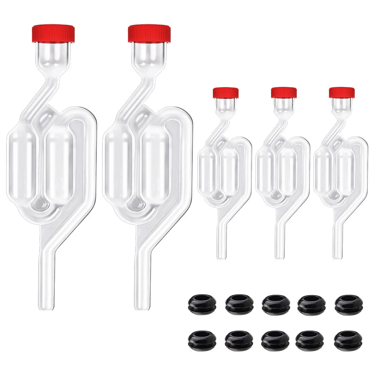 S-Shape Airlocks ,Homebrew Bubble Airlock Carboys Stopper Fermenter Seal Valve with Food Grade Grommets Wine Making Equipment