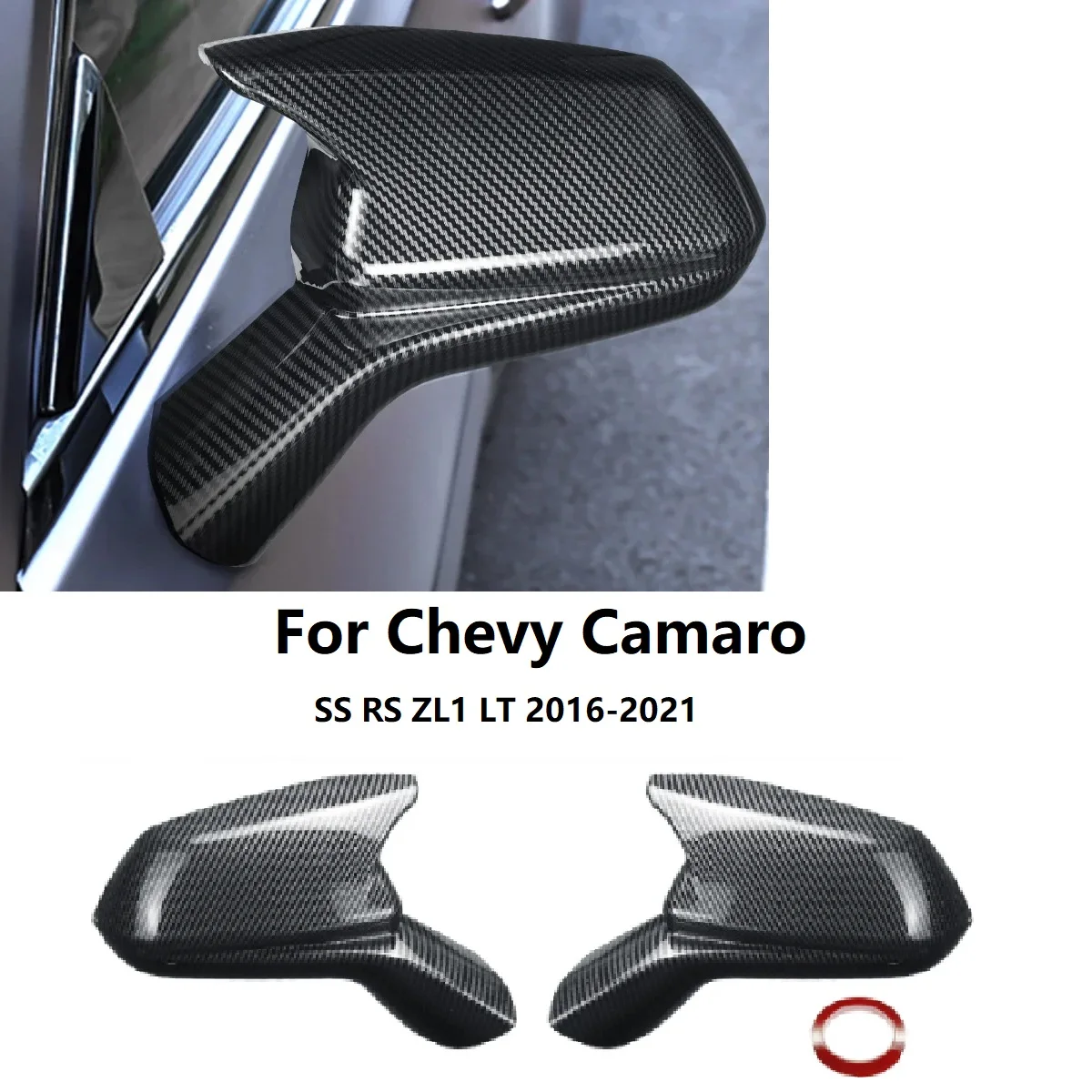 

2PCS Car Rearview Mirror Cover For Chevy Camaro SS RS ZL1 LT 2016-2021 Side Wing Rear View Mirror Covers Trim with OX Horn