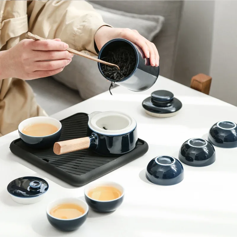 Display Tea Set Ceramic Charms Aesthetic Kung Fu Tea Pot and Cup Set Portable Gift Box Tetera Porcelana Teaware Sets BG50TS