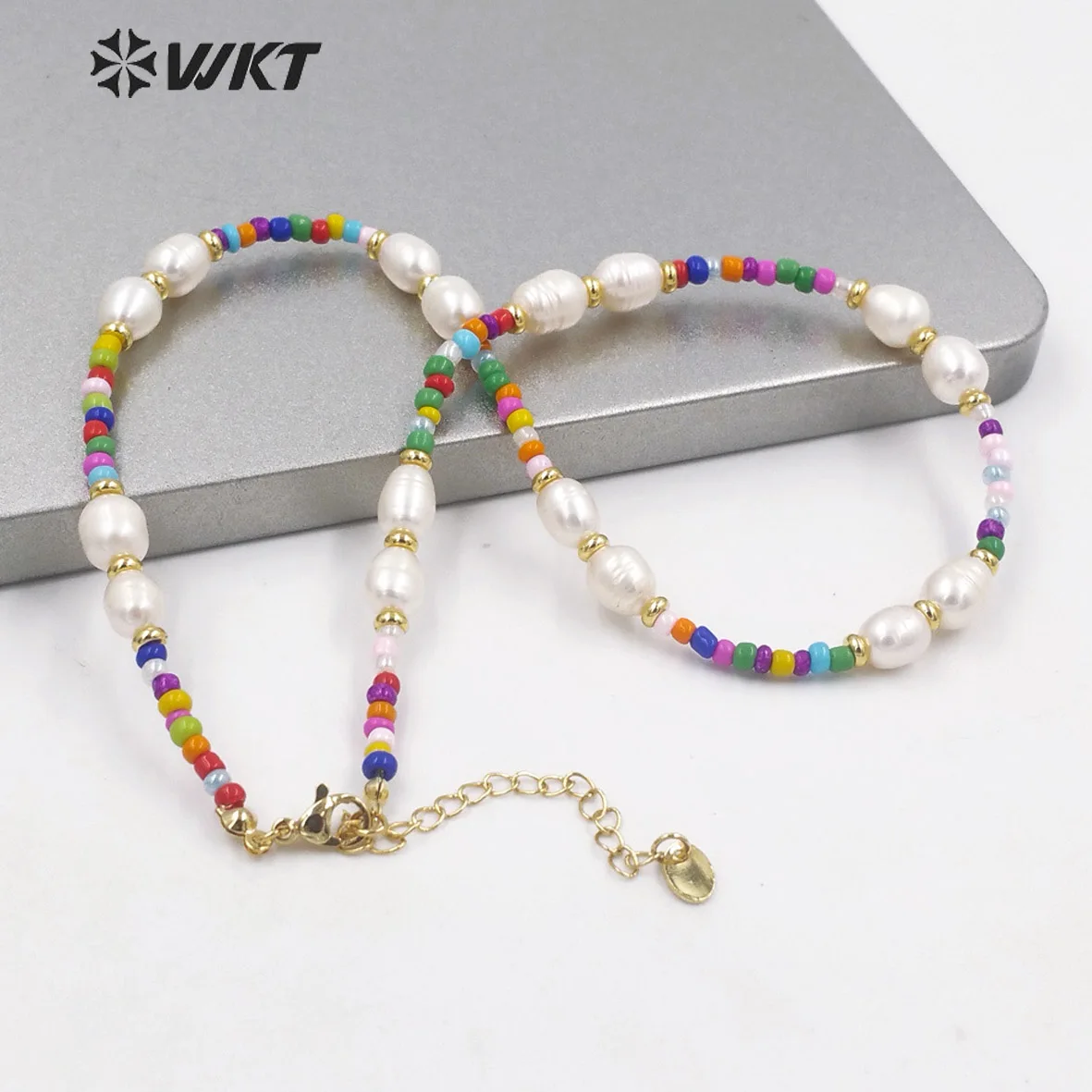 WT-JN198 Newest tiny Elegant mix Pearl necklace women hand made colorful beads Gorgeous wedding necklace