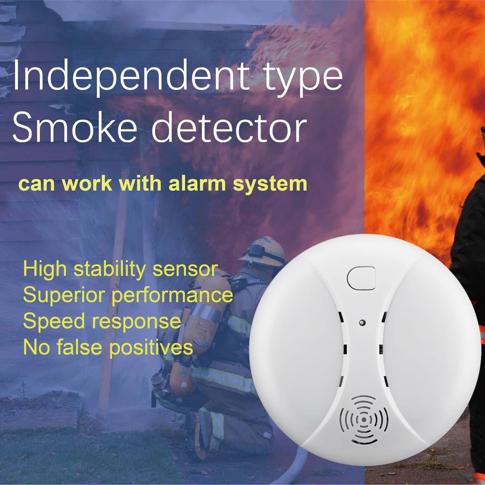 433MHz Wireless Fire Protection Smoke alarm Detector Alarm Sensors Work with Tuya WIFI GSM home security Alarm Systems