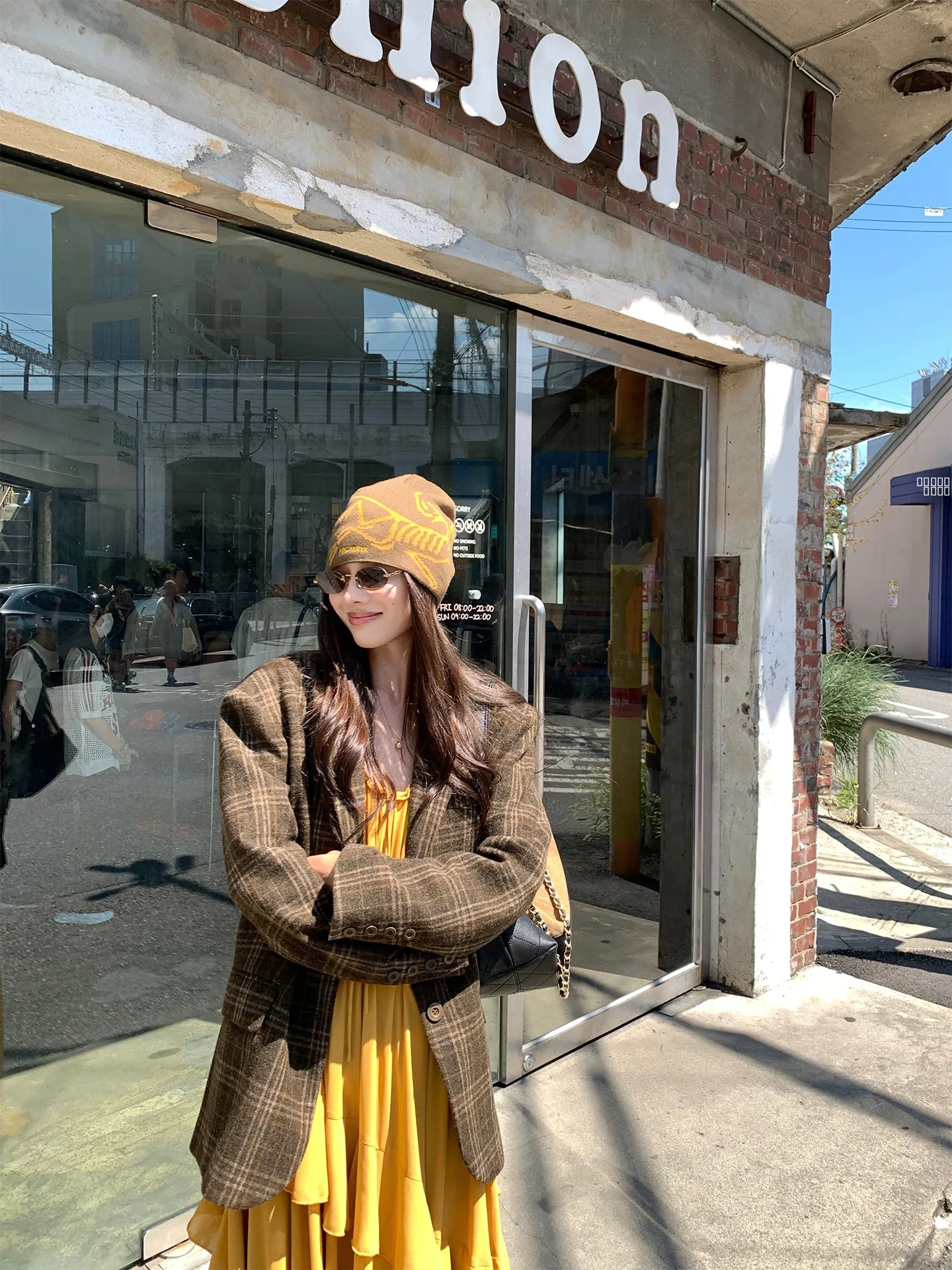 

NanaByNana French Country Sle Woolen Plaid Suit Jaet Women's Autumn Loose Fit Busin Casual Long Sve Coat