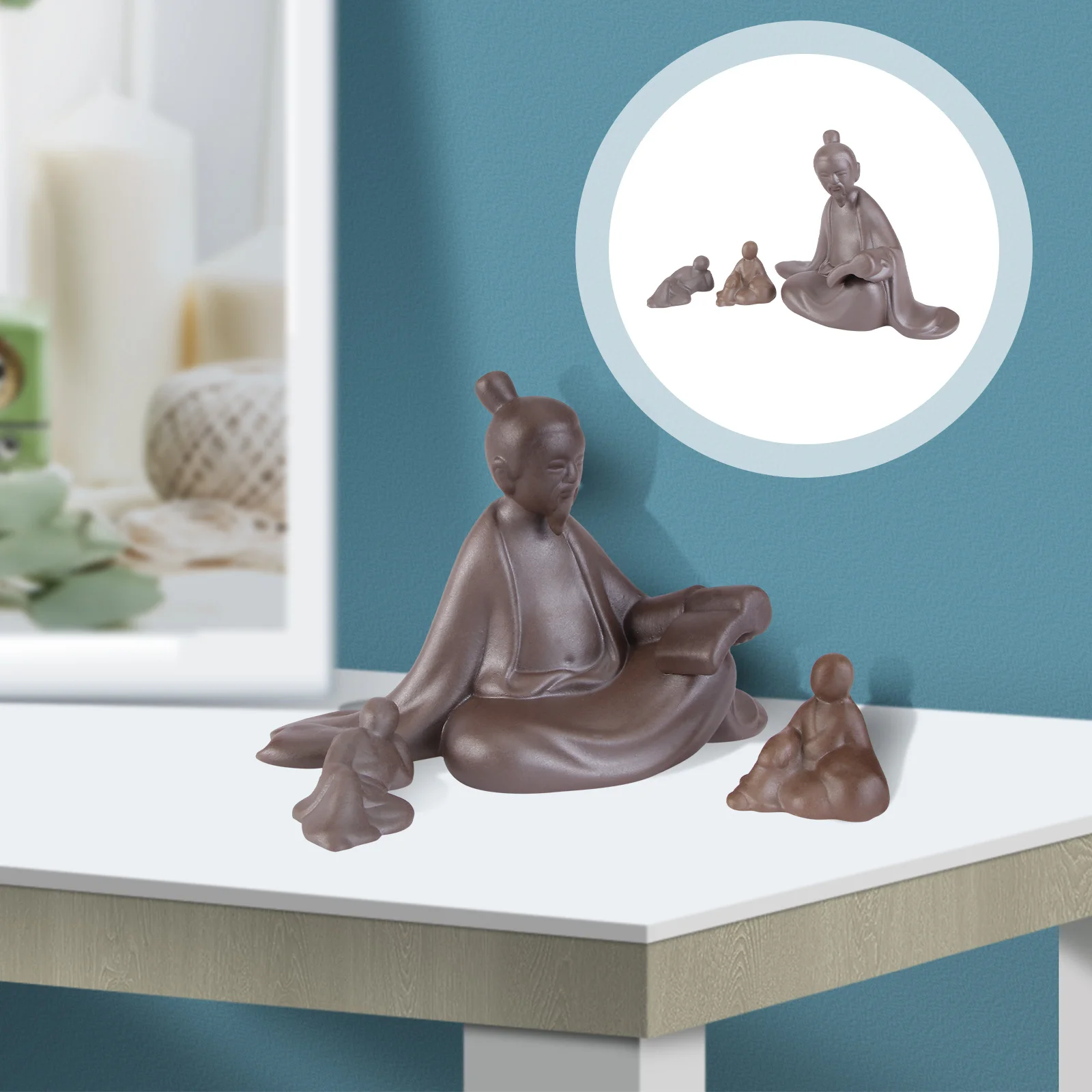 

3Pcs Home Decoration Ceramic Crafts Purple Sand Rockery Ornament Creative Household Ornament Delicate Tabletop Adornment