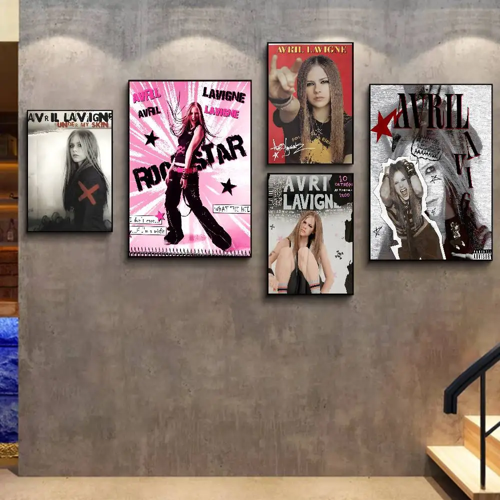 Singer A-A-Avril L-L-Lavigne Self-adhesive Art Poster Fancy Wall Sticker for Living Room Bar Decoration Vintage Decorative